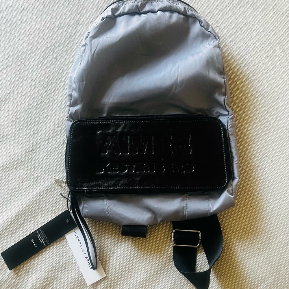 Aimee Kestenberg Silver and Black Backpack. NWT